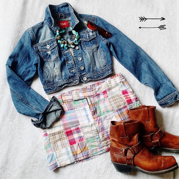 YMI Jean Jacket Cropped Distressed Size Jrs. M - Picture 2 of 8